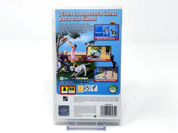 Parte trasera de Los Sims 2: Mascotas (ESP) (Essentials) para PSP, edición PAL España