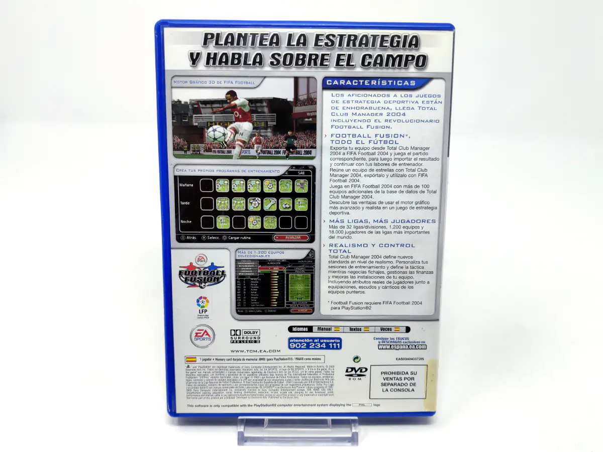 Parte trasera de Total Club Manager 2004 (ESP) (v1) para PlayStation 2, edición PAL España