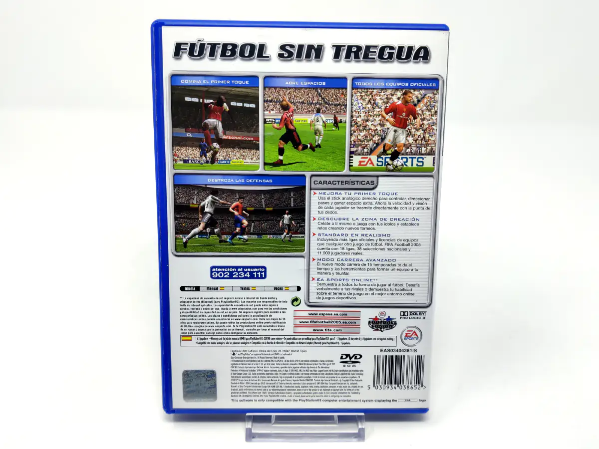 Parte trasera de FIFA Football 2005 (ESP) para PlayStation 2, edición PAL España