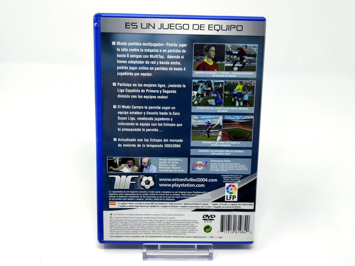 Parte trasera de Esto Es Futbol 2004 (ESP) (v2) para PlayStation 2, edición PAL España