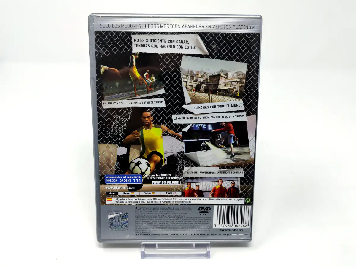Parte trasera de FIFA Street (ESP) (Platinum) para PlayStation 2, edición PAL España