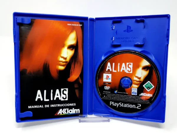 Interior del juego Alias (ESP) para PlayStation 2 con disco y manual