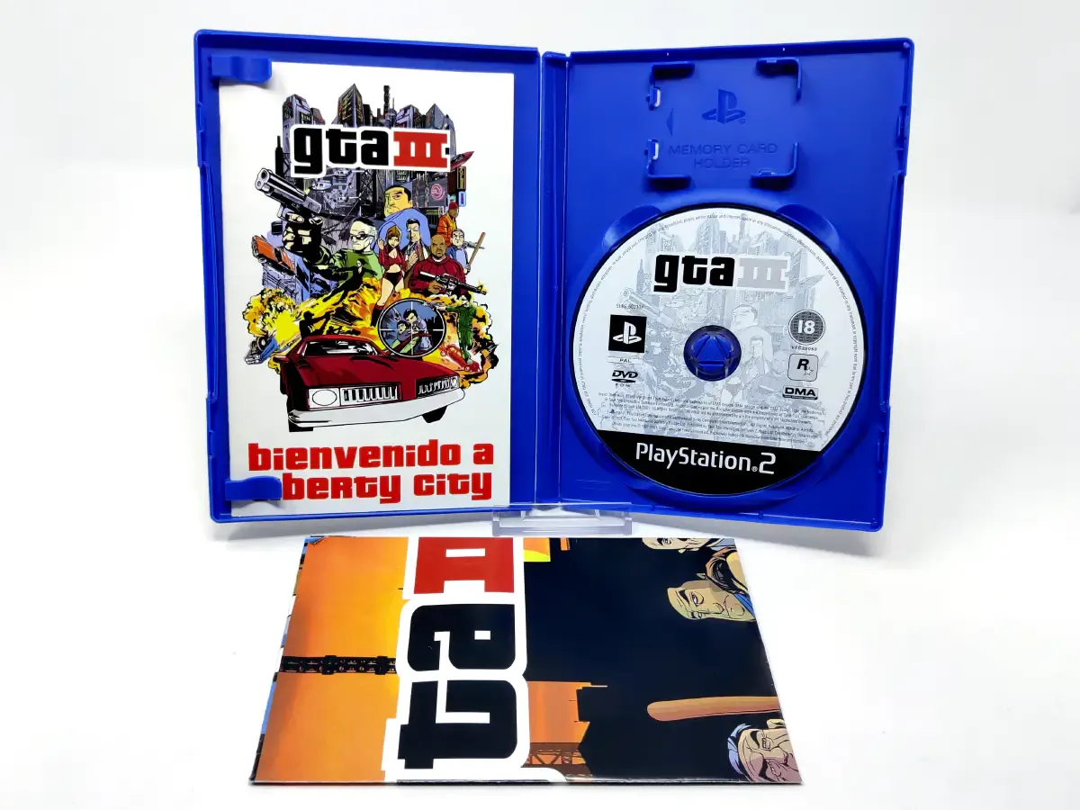 Lateral de la caja de Grand Theft Auto III (ESP) (v1) (Con Mapa) para PlayStation 2