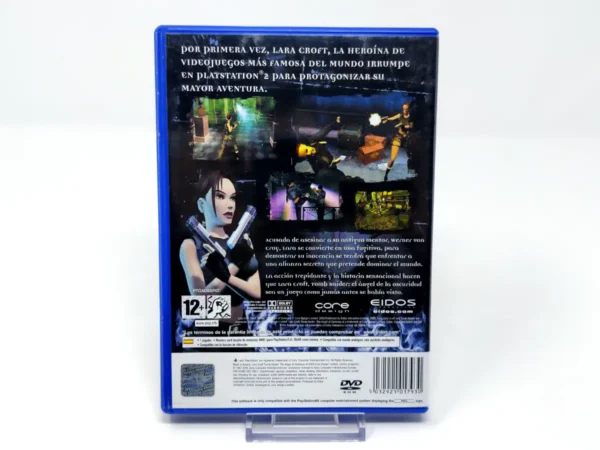 Parte trasera de Lara Croft Tomb Raider: El Ángel de la Oscuridad (ESP) para PlayStation 2, edición PAL España