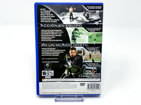 Parte trasera de SWAT: Global Strike Team (ESP) para PlayStation 2, edición PAL España