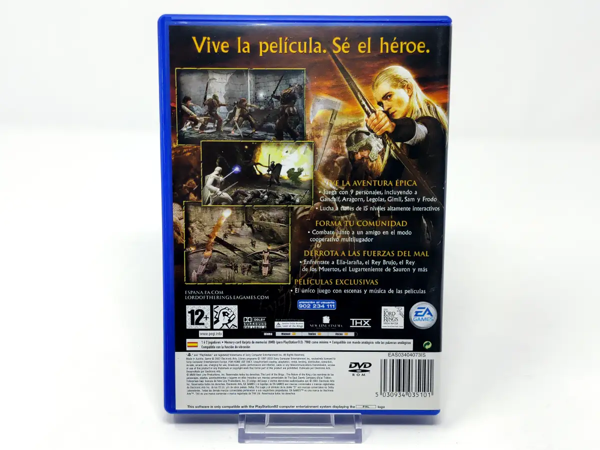 Parte trasera de El Señor de los Anillos: El Retorno del Rey (ESP) (v1) para PlayStation 2, edición PAL España