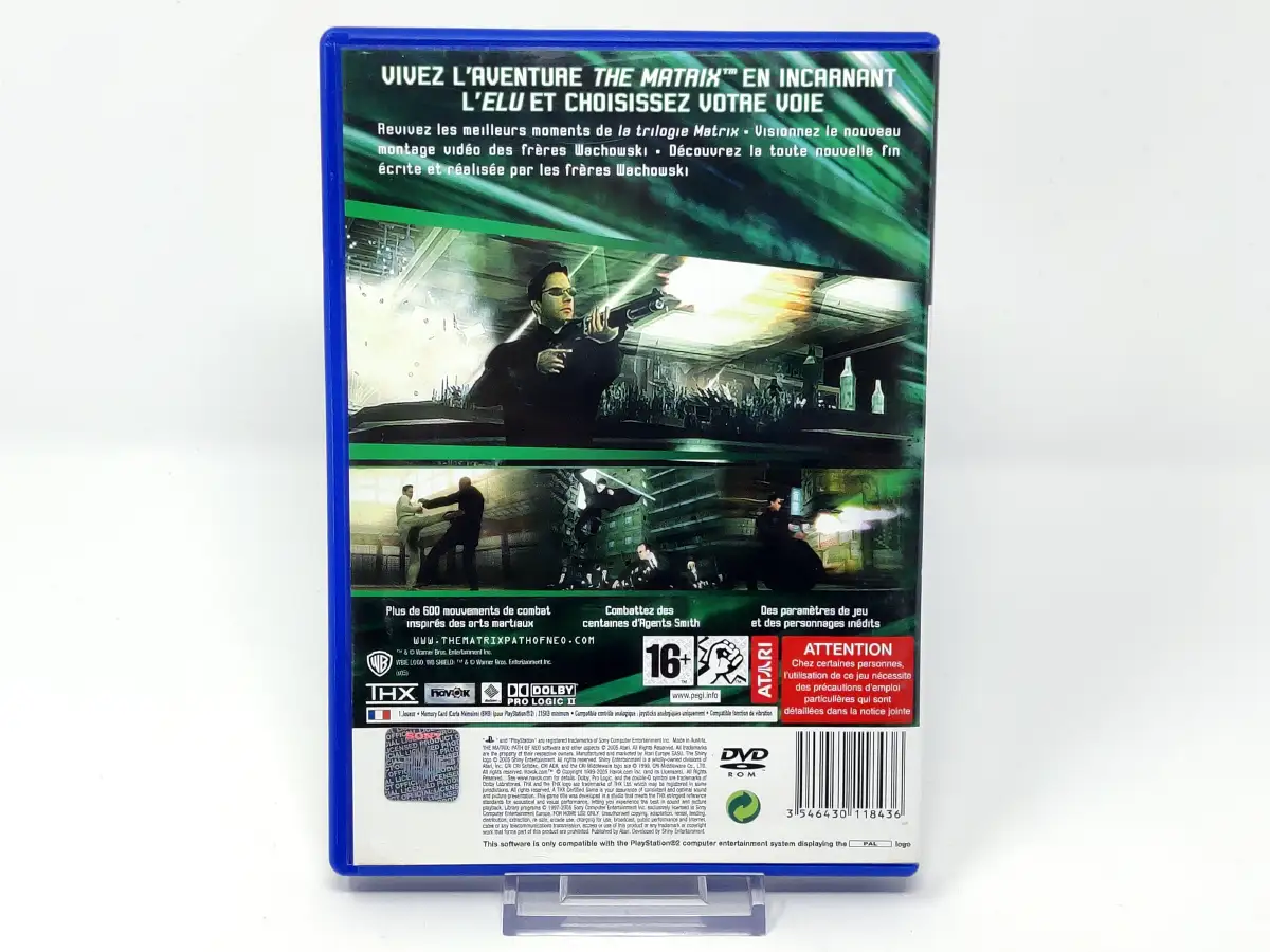 Parte trasera de The Matrix: Path of Neo (FRA) (Rebajado) para PlayStation 2, edición PAL Francia