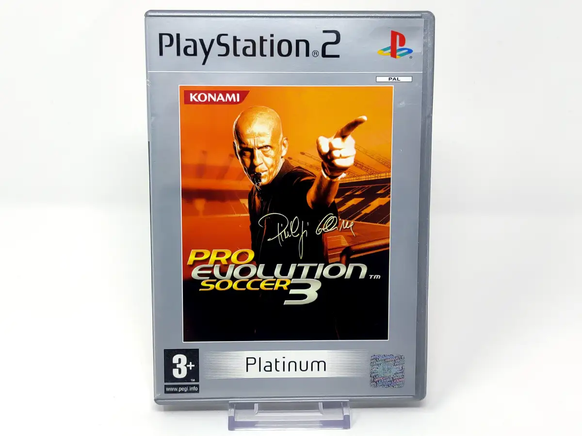 Portada de Pro Evolution Soccer 3 (ESP) (Platinum) para PlayStation 2, edición PAL España, de segunda mano