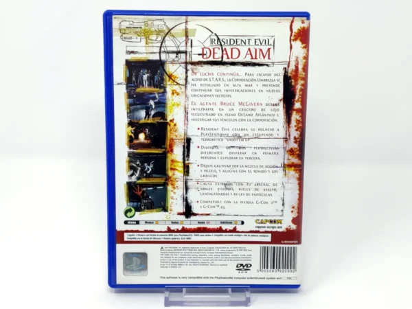 Parte trasera de Resident Evil: Dead Aim (ESP) para PlayStation 2, edición PAL España