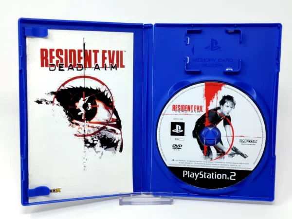 Interior del juego Resident Evil: Dead Aim (ESP) para PlayStation 2 con disco y manual