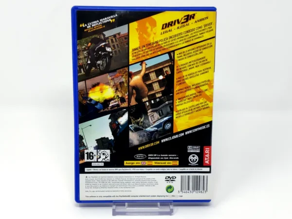 Parte trasera de Driv3r (ESP) para PlayStation 2, edición PAL España