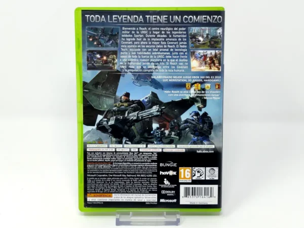 Parte trasera de Halo: Reach (ESP) para XBOX 360, edición PAL España