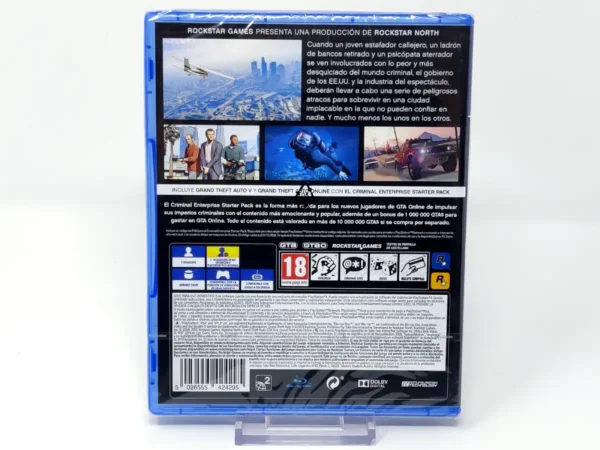Parte trasera de Grand Theft Auto V (Premium Edition) (ESP) (Precintado) para PlayStation 4, edición PAL España