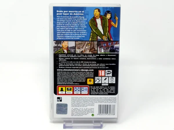Parte trasera de Grand Theft Auto: Chinatown Wars (ESP) (Con Mapa) para PSP, edición PAL España