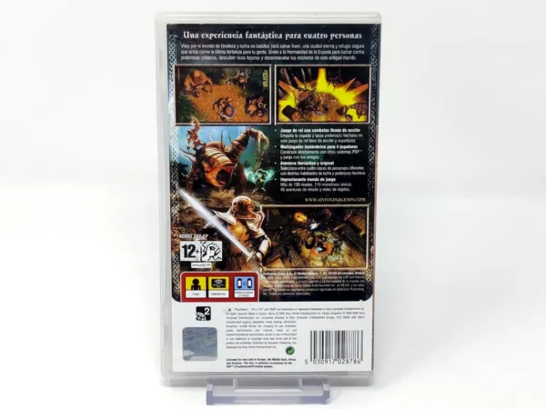 Parte trasera de Untold Legends: La Hermandad de la Espada (ESP) para PSP, edición PAL España