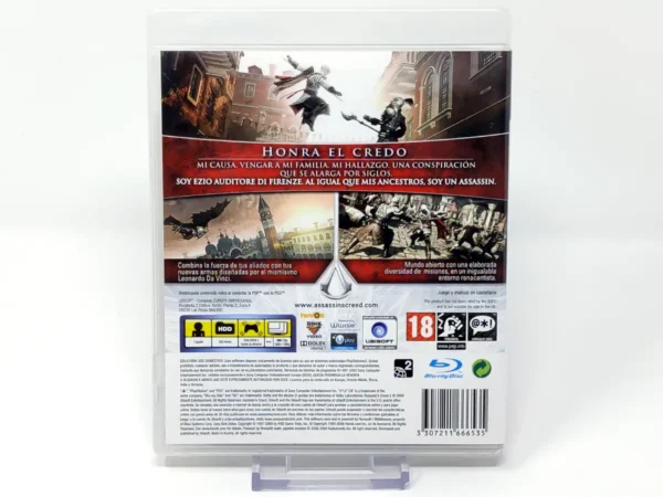 Parte trasera de Assassin's Creed II (ESP) (v1) para PlayStation 3, edición PAL España