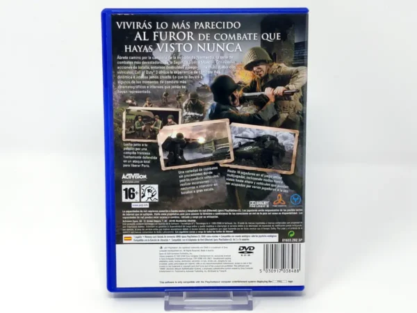 Parte trasera de Call of Duty 3 (ESP) para PlayStation 2, edición PAL España