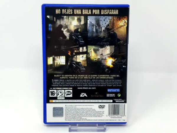 Parte trasera de Black (ESP) para PlayStation 2, edición PAL España