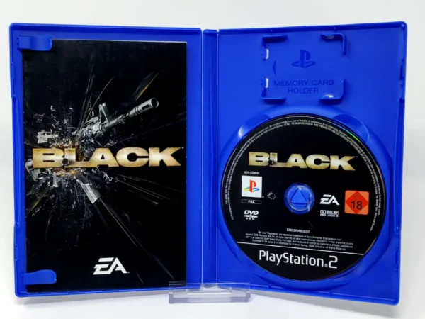 Interior del juego Black (ESP) para PlayStation 2 con disco y manual