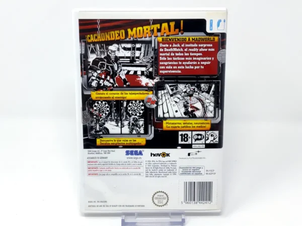 Parte trasera de MadWorld (ESP) para Nintendo Wii, edición PAL España