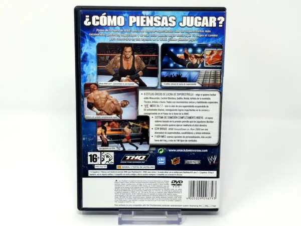 Parte trasera de WWE SmackDown vs. Raw 2008 (ESP) (Rebajado) para PlayStation 2, edición PAL España
