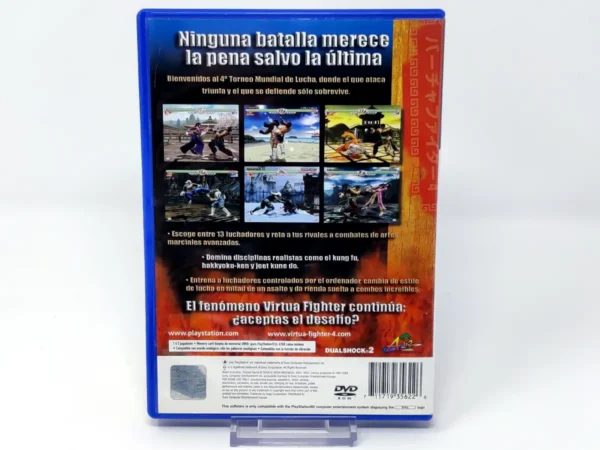 Parte trasera de Virtua Fighter 4 (ESP) para PlayStation 2, edición PAL España