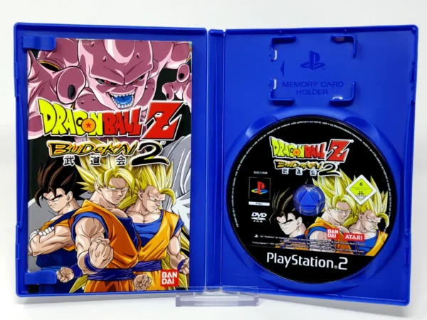Interior del juego Dragon Ball Z: Budokai 2 (ESP) para PlayStation 2 con disco y manual