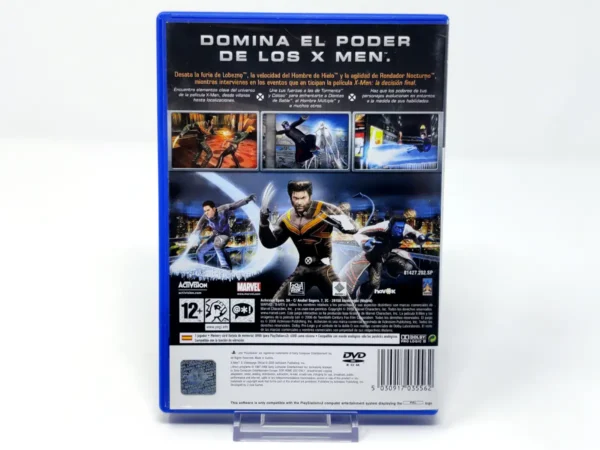 Parte trasera de X-Men: El Videojuego Oficial (ESP) para PlayStation 2, edición PAL España