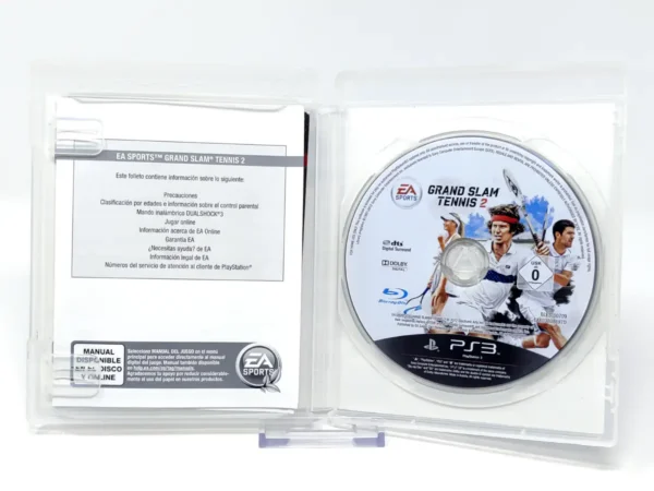 Interior del juego Grand Slam Tennis 2 (ESP) para PlayStation 3 con disco y manual