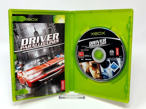 Interior del juego Driver: Parallel Lines (FRA) para XBOX con disco y manual