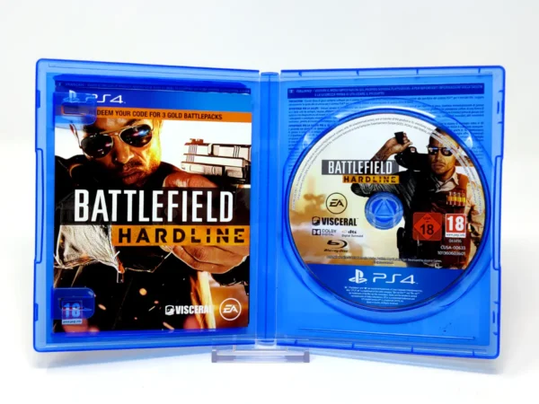 Interior del juego Battlefield: Hardline (EUR) para PlayStation 4 con disco y manual