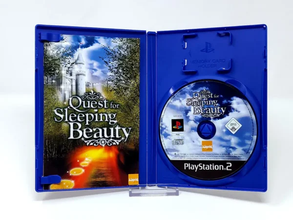 Interior del juego Quest for Sleeping Beauty (UK) para PlayStation 2 con disco y manual