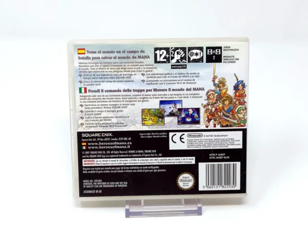 Parte trasera de Heroes of Mana (ESP) para Nintendo DS, edición PAL EUR