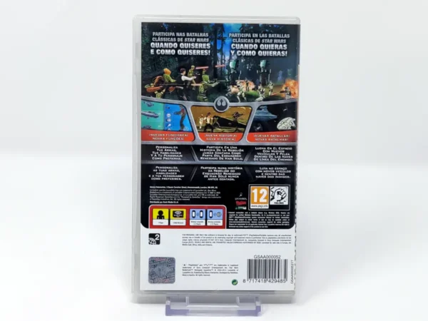 Parte trasera de Star Wars: Battlefront: Renegade Squadron (ESP) (Essentials) para PSP, edición PAL España