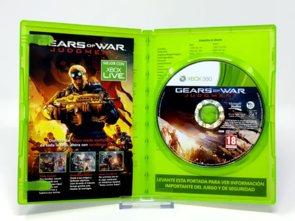 Interior del juego Gears of War: Judgment (ESP) para XBOX 360 con disco y manual
