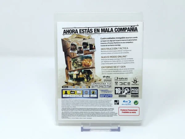 Parte trasera de Battlefield: Bad Company (ESP) (Promo) para PlayStation 3, edición PAL España