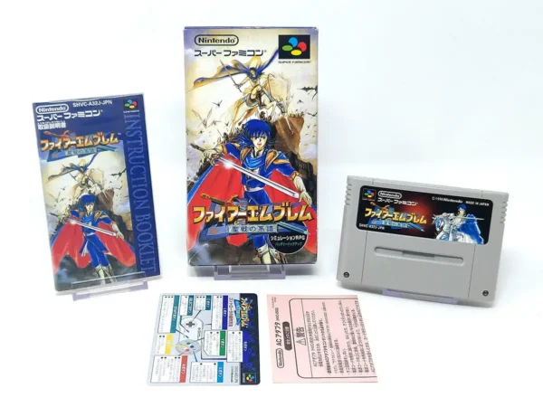 Interior del juego Fire Emblem: Seisen no Keifu (JAP) para Nintendo SNES con disco y manual