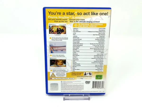 Parte trasera de SingStar (UK) para PlayStation 2, edición PAL UK