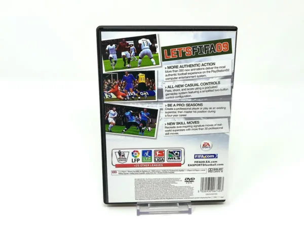 Interior del juego FIFA 09 (UK) para PlayStation 2 con disco y manual