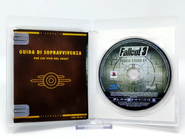 Interior del juego Fallout 3 (ITA) para PlayStation 3 con disco y manual