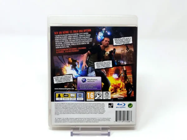 Parte trasera de inFamous 2 (ESP) para PlayStation 3, edición PAL España