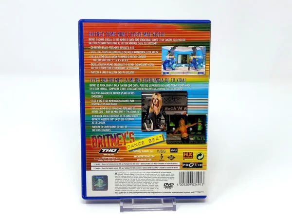 Parte trasera de Britney's Dance Beat (ESP) para PlayStation 2, edición PAL España