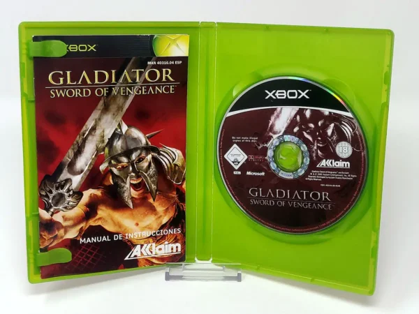 Interior del juego Gladiator: Sword of Vengeance (ESP) para XBOX con disco y manual