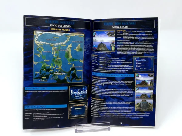 Interior del juego Deep Water para PlayStation 2 con disco y manual