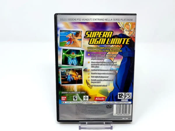 Parte trasera de Dragon Ball Z: Budokai Tenkaichi (ITA) (Platinum) para PlayStation 2, edición PAL Italia