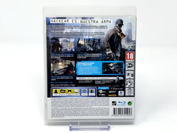 Parte trasera de Watch_Dogs (ESP) para PlayStation 3, edición PAL España