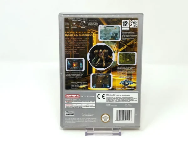 Parte trasera de Metroid Prime (ESP) (Player's Choice) para Nintendo GameCube, edición PAL España