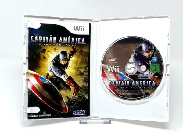 Interior del juego Capitán América: Supersoldado (ESP) para Nintendo Wii con disco y manual