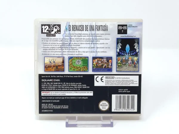 Parte trasera de Final Fantasy III (ESP) para Nintendo DS, edición PAL España