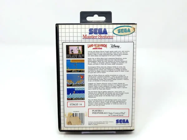 Parte trasera de Land of Illusion Starring Mickey Mouse (ESP) (Rebajado) para Sega Master System, edición PAL España